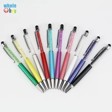 300 шт/лот хорошая роскошный со стразами 2в1 сенсорный экран Стразы емкостный стилус Шариковая ручка для мобильного телефона ПК планшета