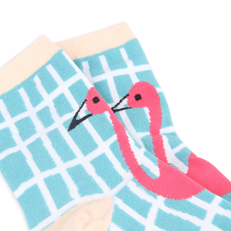 Happy забавные женские носки Симпатичные Фламинго носки Art Сумасшедший необычные женские носки с принтом для удовольствия Новинка сезон: весна–лето 5 пар