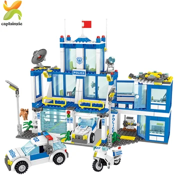 

730pcs Police Station Prison Building Blocks City policeman Bricks Educational Toys For Children
