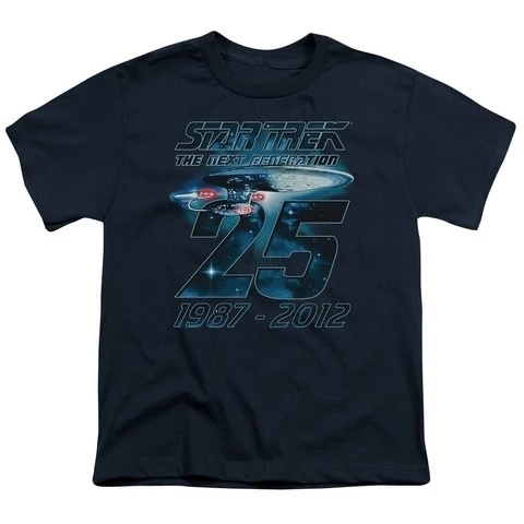 Trevco Star Trek-Enterprise 25 - Short Sleeve Youth 18-1 Tee - Navy Extra Large
