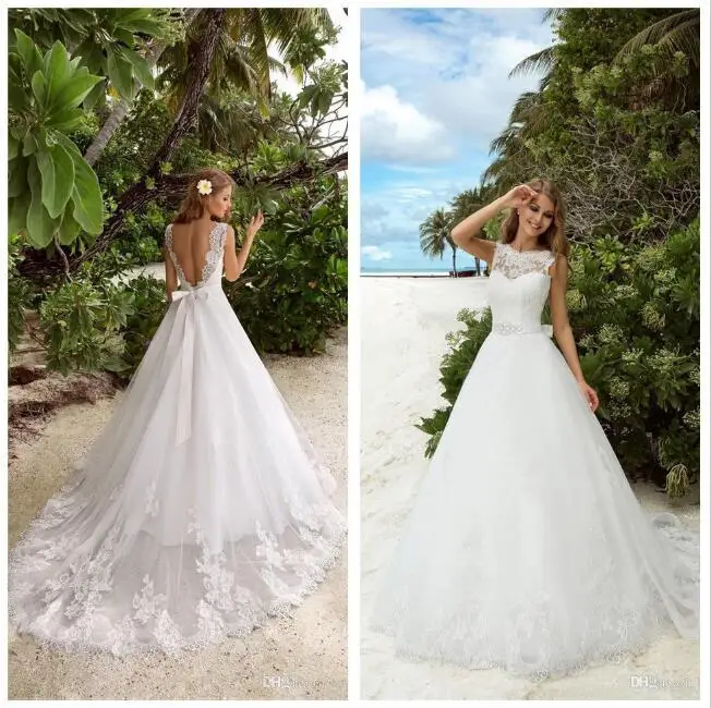 

Vestido de noiva bridal dress winter weding party appliques white & Ivory Bridal dress open V back Wedding dresses long train