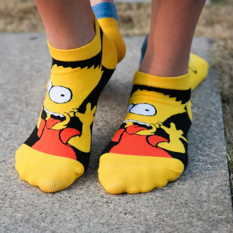 Забавные женские носки-башмачки милые счастливые японские хлопковые носки в Корейском стиле с симпсоном для всей семьи; Новинка; короткие носки до щиколотки; сезон весна-осень