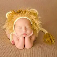 Новорожденный Младенец пушистый шапка Львенок Крышка Хвост фотография съёмка в фотостудии реквизит