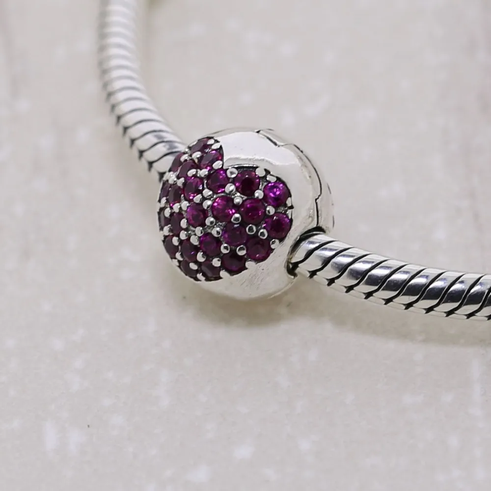 Clips Lock Beads 925 Sterling Silver with CZ Crystal Stopper Beads