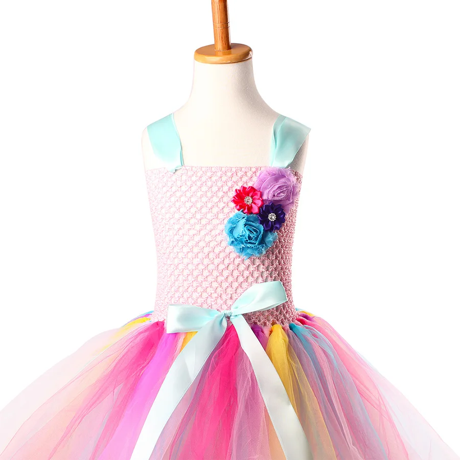 Girls Unicorn Halloween Tutu Dress with Head Hoop Kids Flowers fancy Dress (27)