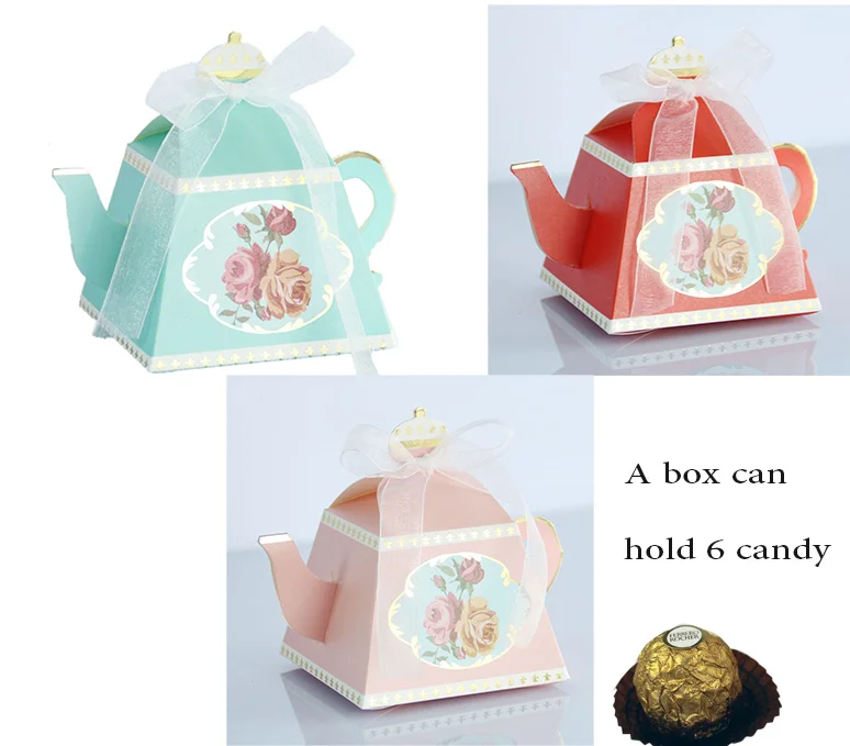50pcs Teapot Candy Box For Wedding Favors And Gifts Candy Bar Retro