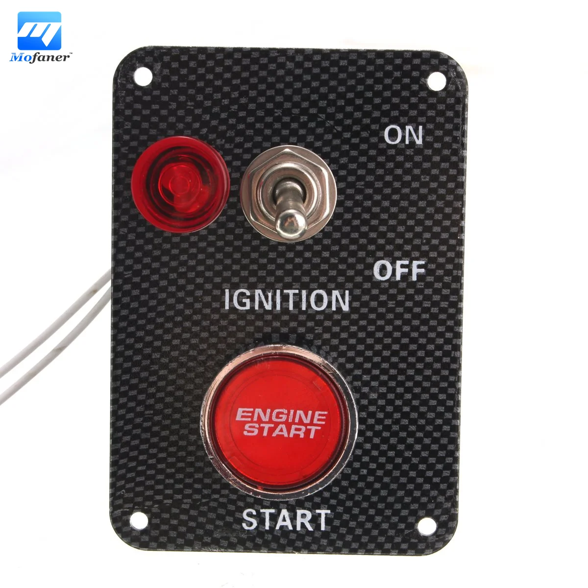 

12V Racing Car Ignition Switch Starter Switch Carbon Panel Toggle Engine Start Push Button+Relay