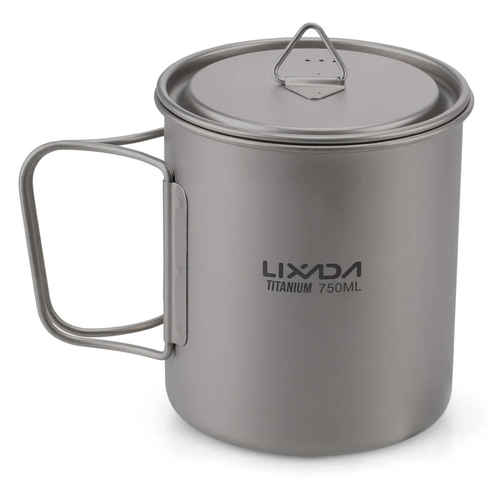 

Lixada Ultralight Titanium Cup Outdoor Portable Camping Picnic Water Cup Mug with Foldable Handle 300ml / 350ml / 550ml / 650ml