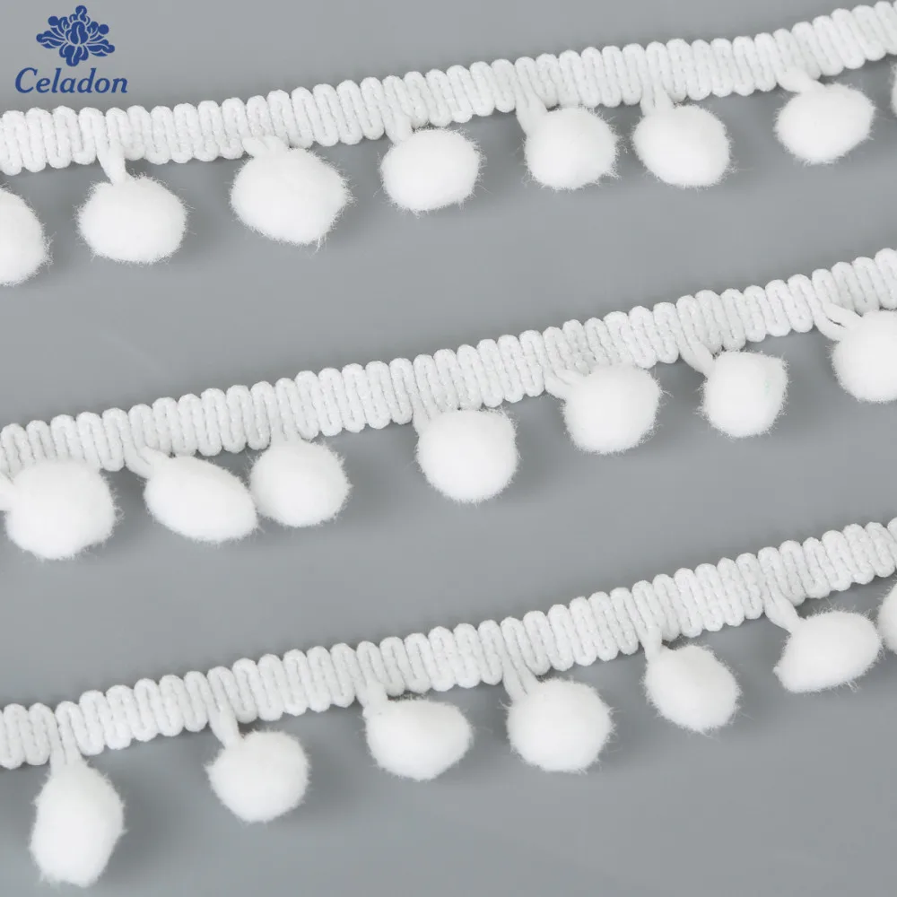 5 Yards Pom Pom Trim Ball 10 mm Mini Pearl Pompom Fringe Ribbon Sewing Lace DIY 5 Yards Pom Pom Trim Ball 10 mm Mini Pearl Pompom Fringe Ribbon Sewing Lace DIY