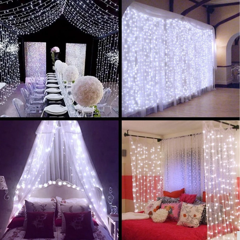 

6*3M led New Year Christmas Garlands LED Wedding Fairy String light Christmas 600 led fairy Light garden party Curtain Decor