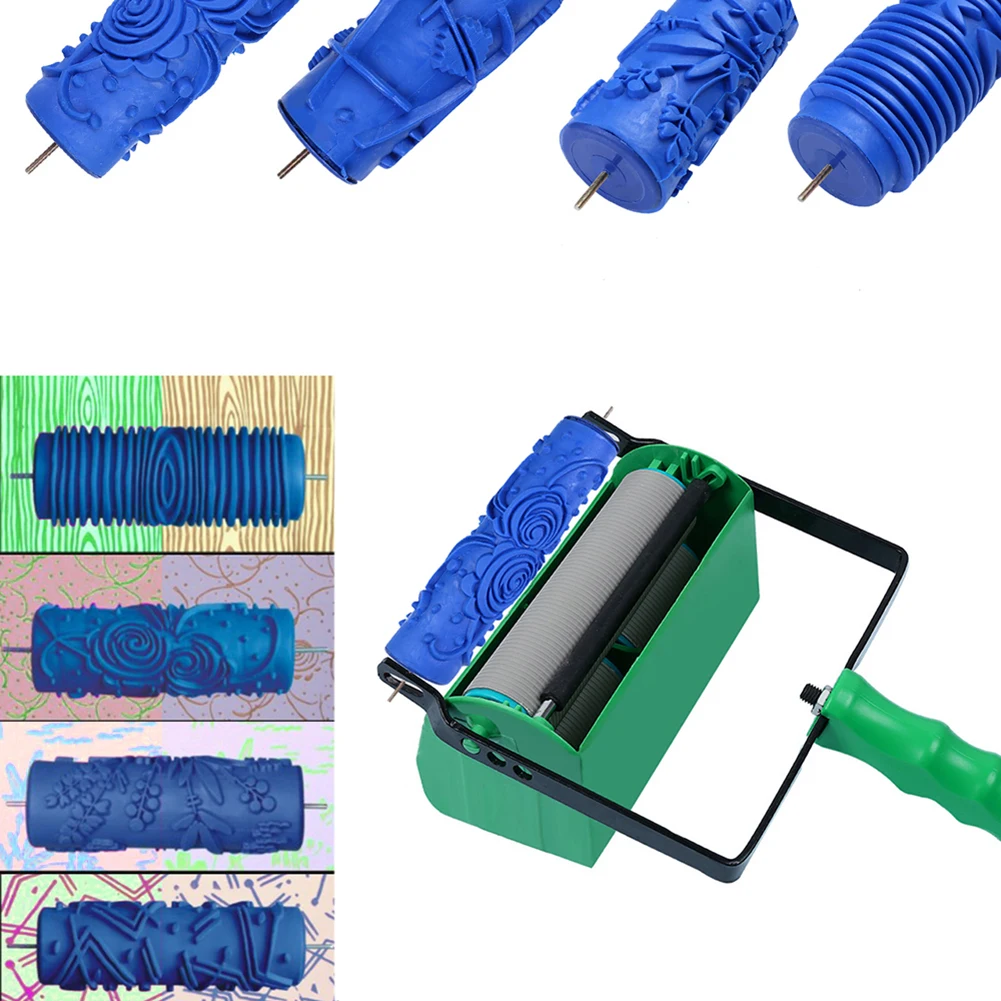 Soft Rubber Iron Pattern Painting Rollers Brush Wall Art Decoration Embossing Tool DIY Soft Rubber Iron Pattern Painting Rollers Brush Wall Art Decoration Embossing Tool DIY
