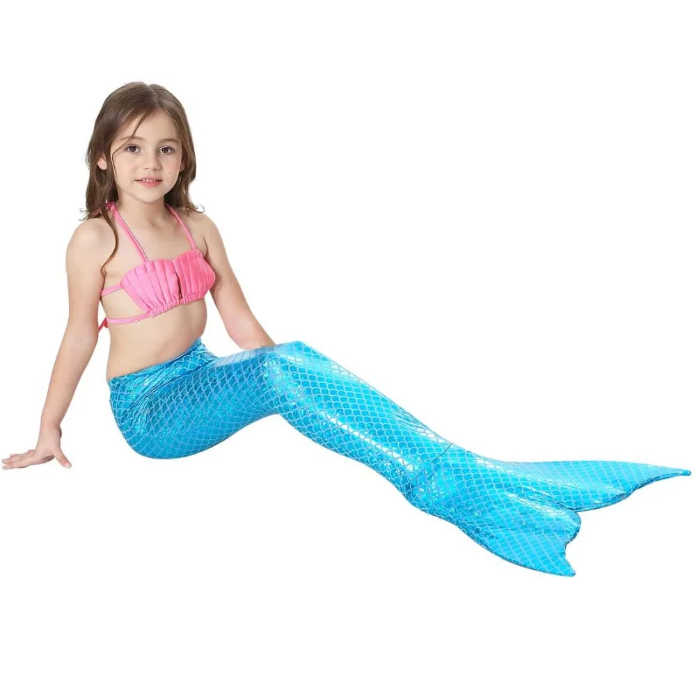 Girls Walkable And Swimmable Mermaid Tail Swimsuit Cosplay Costume Kids Children Bikini And Sparkle Mermaid Swimtail