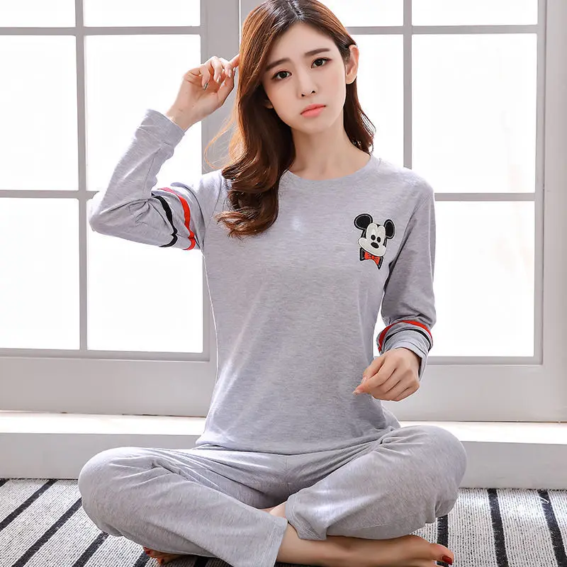 

2019 Women Pajamas Sets Autumn Winter Women Comfortable Warm thick Pajama Set Flower Print Pyjama Set Long Sleeve Sleepwear