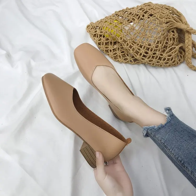 

Fashion women's shoes square head retro women's shoes shallow mouth wild low heel Mary Jane shoes comfortable women's shoes