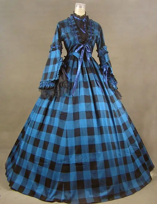 New Civil War Blend font b Tartan b font Ball Gown Theater Dress