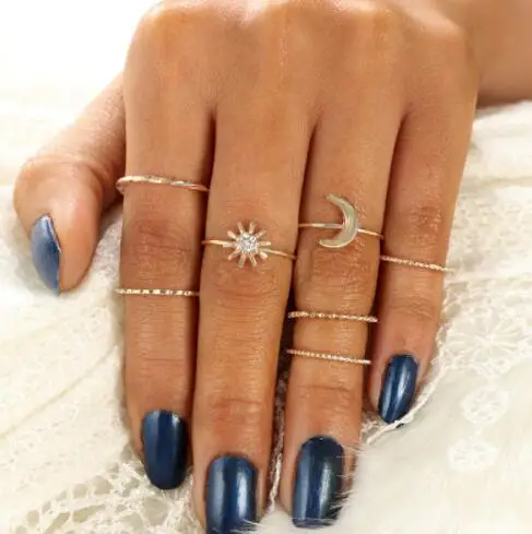 

Tocona 7pcs/Set Bohemian Sun Moon Crystal Midi Finger Rings Set for Women Punk Knuckle Gold Alloy Rings Party Jewelry 3239