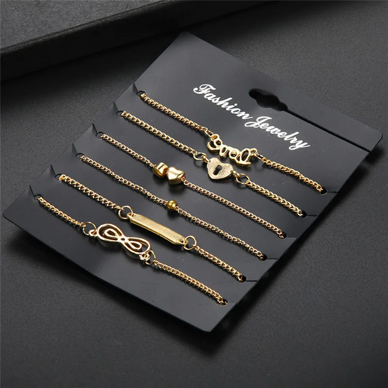 6PCS/Pack Heart Infinity Sequins Anklets Set For Women Bohemian Anklet Bracelets Set Beach Foot Party Jewelry New Selling 6PCS/Pack Heart Infinity Sequins Anklets Set For Women Bohemian Anklet Bracelets Set Beach Foot Party Jewelry New Selling