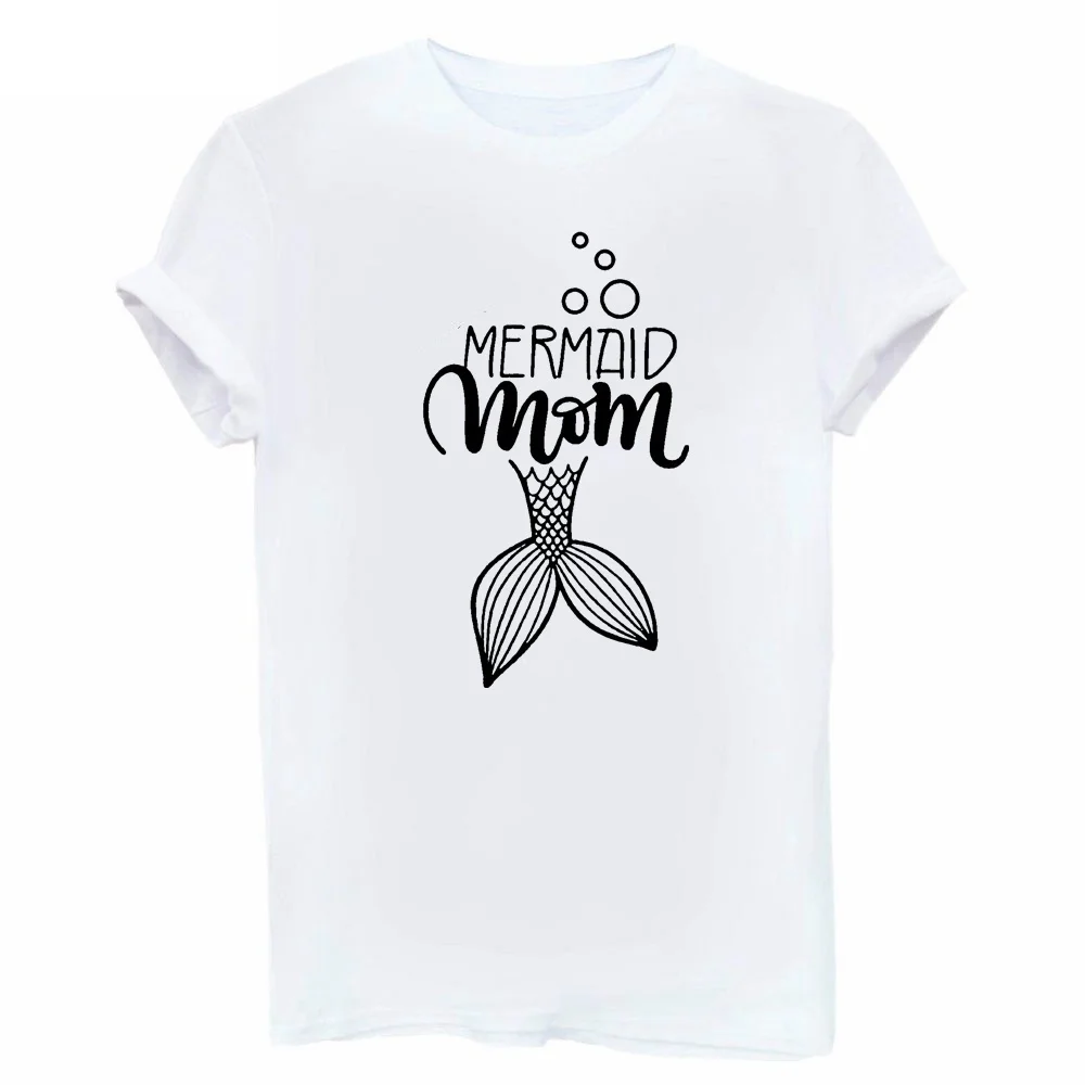 

Outfits Clothes Fashion MERMAID MOM/GIRL Letter Print T-shirt Mom Tee Casual Cotton Tops funny pretty cotton garphic art tshirt