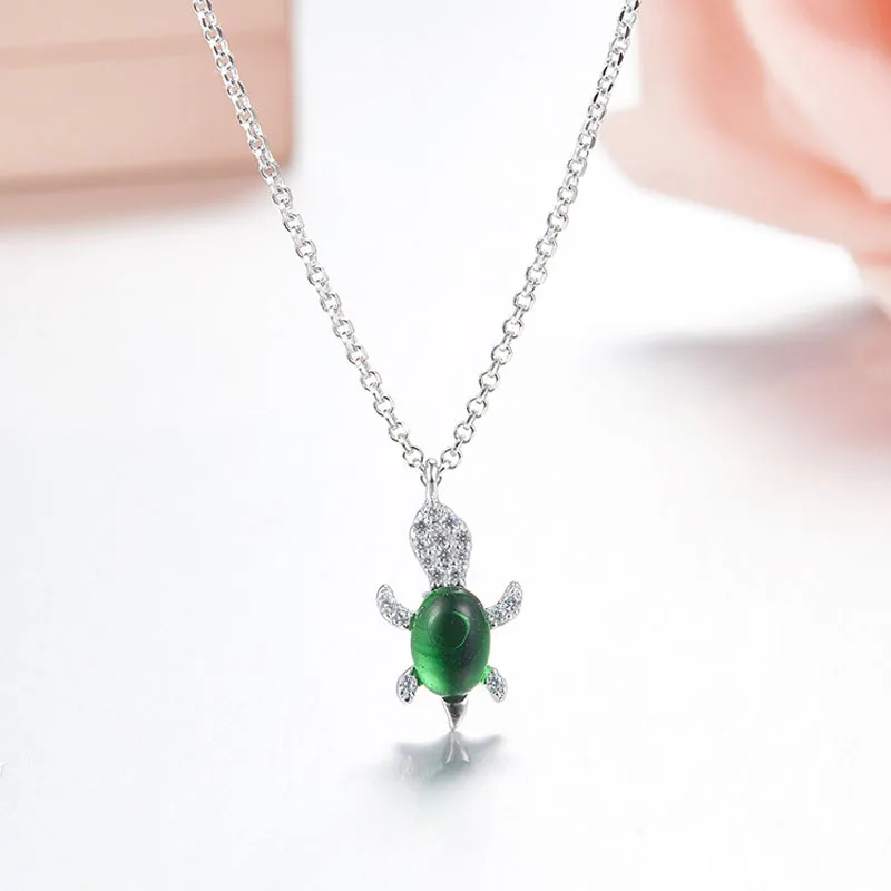 

SLJELY 925 Sterling Silver Cubic Zirconia Cute Sea Turtle Pendant Necklace 3 Gold Color for Women Girls Jewelry Birthday Gift
