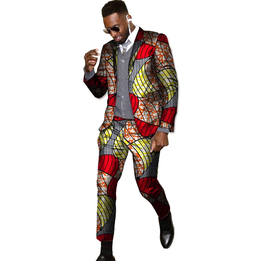 New arrivals African wax suit men Ankara fashion print dashiki suits man blazer with pant 2 pieces for wedding africa clothing