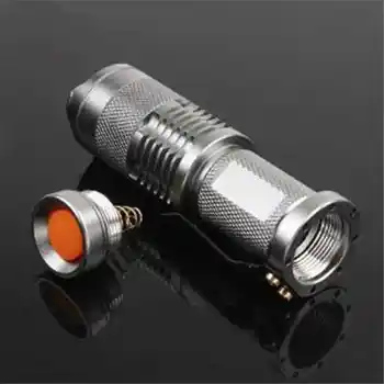 

300LM Mini CREE LED Flashlight Torch Adjustable Focus Zoom Light Lamp Silver portable outdoor travel lighting flashlight #2O05