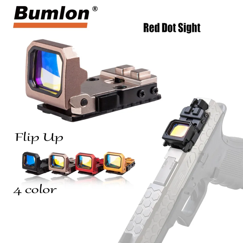 

Bumlon Tactical Flip Red Dot Pistol Sight RMR Holographic Reflex Sight for Airsoft Glock Hunting Optics RL5-0049