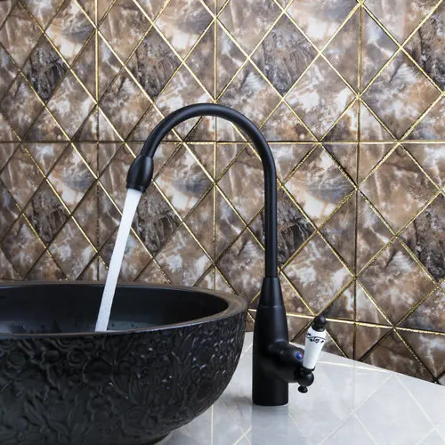 Oil Rubbed Black Bronze Deck Mounted Kitchen Faucets Torneira Handle Swivel 97109 Sink Lavatory Faucets Mixers
