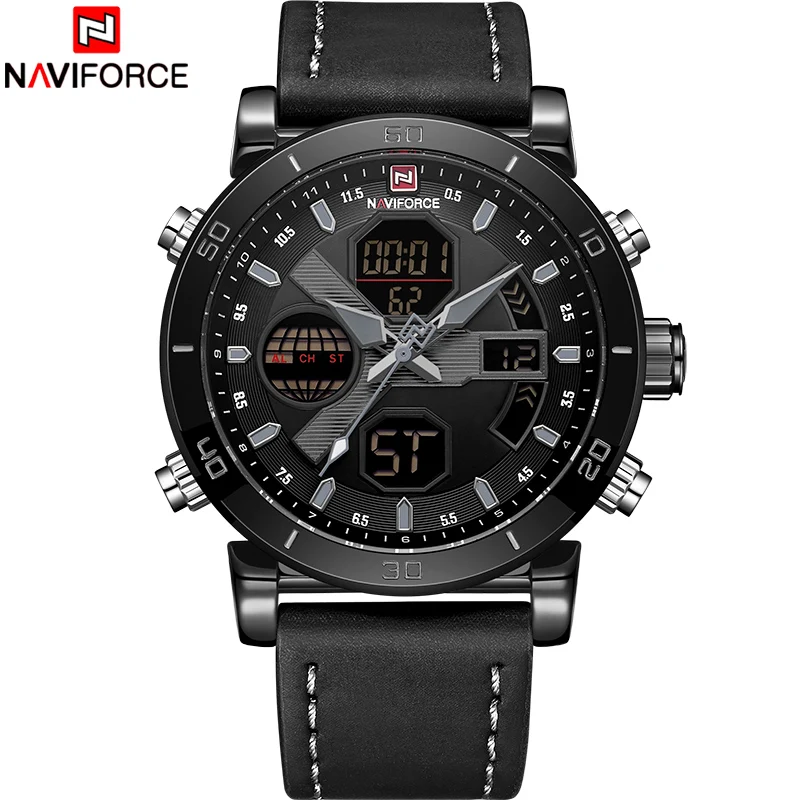 NAVIFORCE Luxury Men's LED Analog Quartz Watch Men Army Military Sport Watches Male Waterproof Date