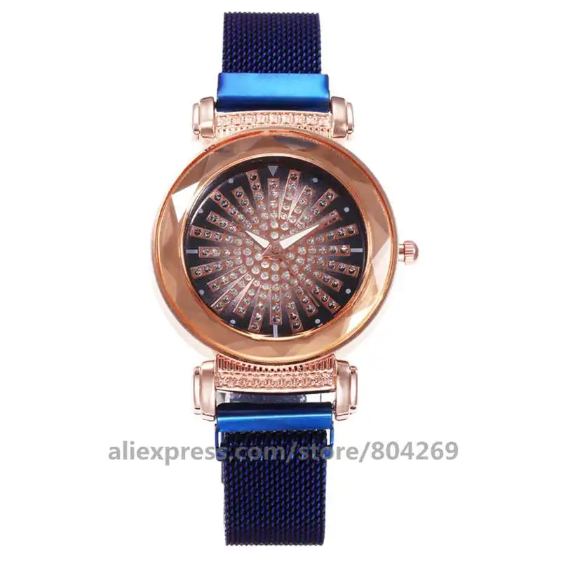 

Fashion Women's colorful Flower Rhinestone Mesh Quartz Wristwatches Simple Dress Watches 920313