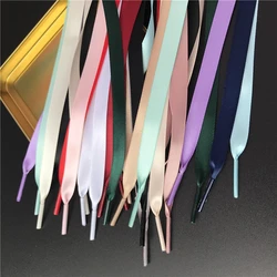 New 1Pair 1CM Width Satin Silk Ribbon Shoelaces 80/100/120/150CM Length Sneaker Sport Shoes Lace Adult Children's laces S2