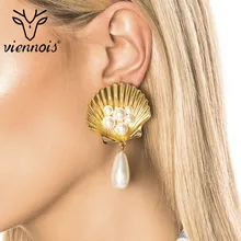 Viennois Dangle Earring Exaggeration Simulated Pearl Shell Earrings Lady Quality Earrings For Woman Viennois Dangle Earring Exaggeration Simulated Pearl Shell Earrings Lady Quality Earrings For Woman