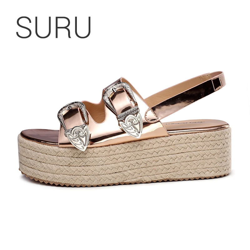 

SURU Platfrom Flat Buckle Sandals For Women Plus Size 35-42