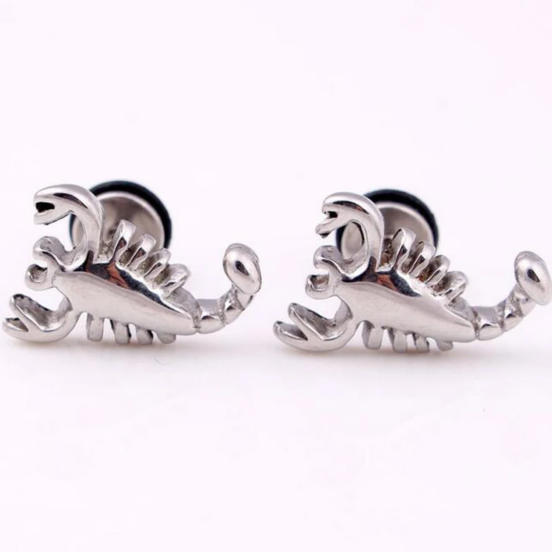 

1piece Cute Vintage Lovely Titanium Stainless steel earring Scorpion Ear Stud Animal Punk Stud Body Jewelry Men Women
