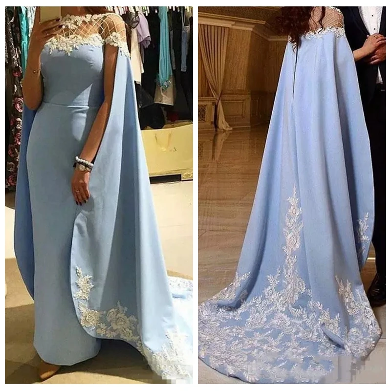 

2019 Long Bolero Formal Evening Dress Lace Appliques Arabic Prom Party Dresses Vestidos Slim Middle East Moroccan Kaftan