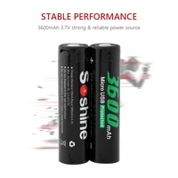 ליתיום סוללה SOSHINE מקורי 18,650 3.7V סוללה נטענת 3600mah ליתיום 18,650 סוללות עם USB מובנה מיקרו יציאת המטען ישירות (5)