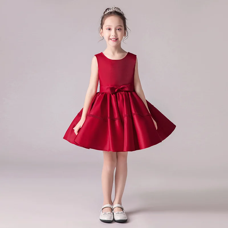 

Noble Toddler Ball Gown Burgundy Flower Girl Dress for Wedding Children Carnival Costume Kids Birthday Holiday Formal Dress