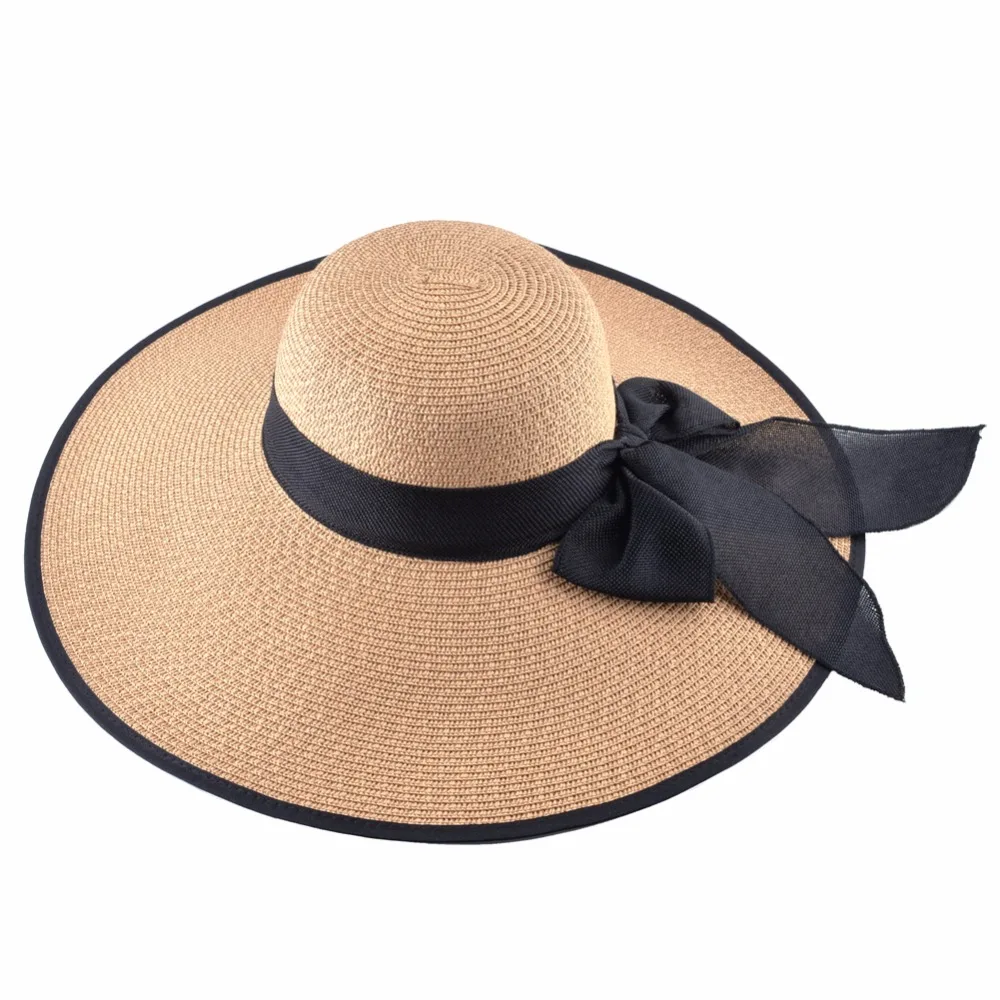 Модная соломенная кепка женская летние Повседневное широкими полями Защита от солнца Кепки бант женские пляжный отдых Шапки большой козырек летние шляпы соломенная шляпа