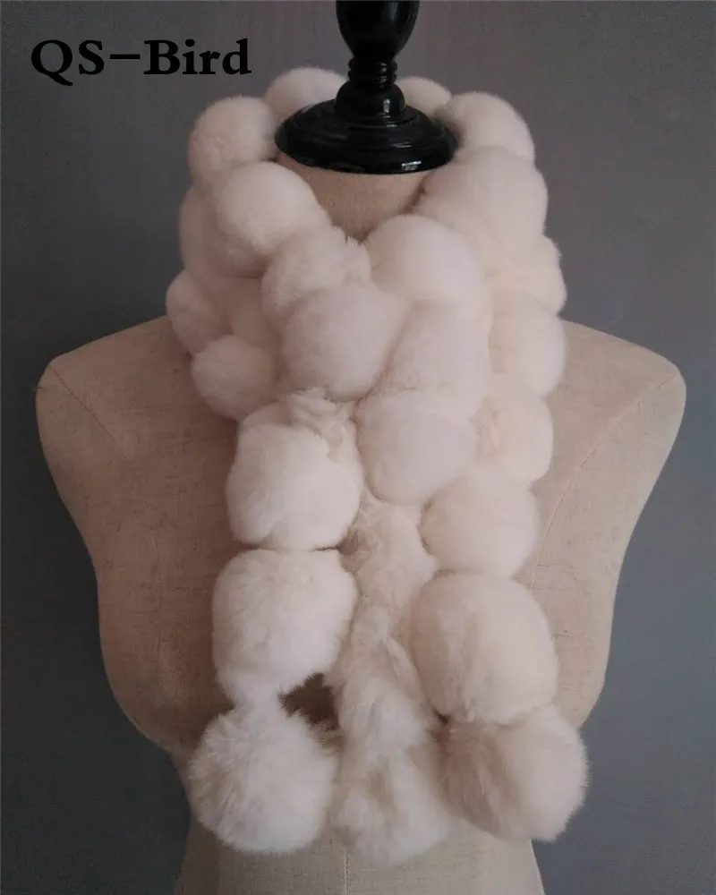 2017 Women Rabbit skin Rex rabbit fur scarf Real Natural Rabbit Fur