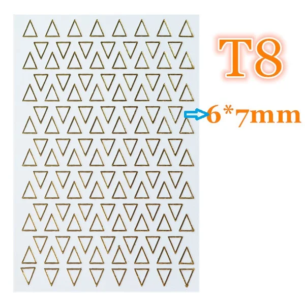 Золотая рамка Форма Аппликация позолоченный металлический треугольник Овальный love3d дизайн ногтей наклейки готовые наклейки патч - Цвет: T-8 small size trian