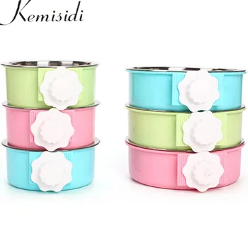 KEMISIDI 3 couleur en acier inoxydable suspendus Cage pour animaux de compagnie chien bol oiseau chat chiot nourriture eau bol mangeoire pour animal domestique taille S L