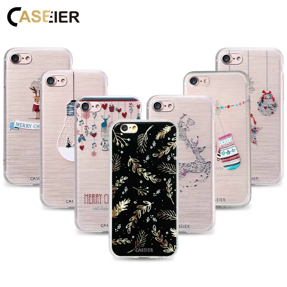 

CASEIER Phone Case For iPhone 6s 6 Plus Soft TPU Ultra-thin Merry Christmas Cover For iPhone 5s 5 SE Relief Silicone phone Shell