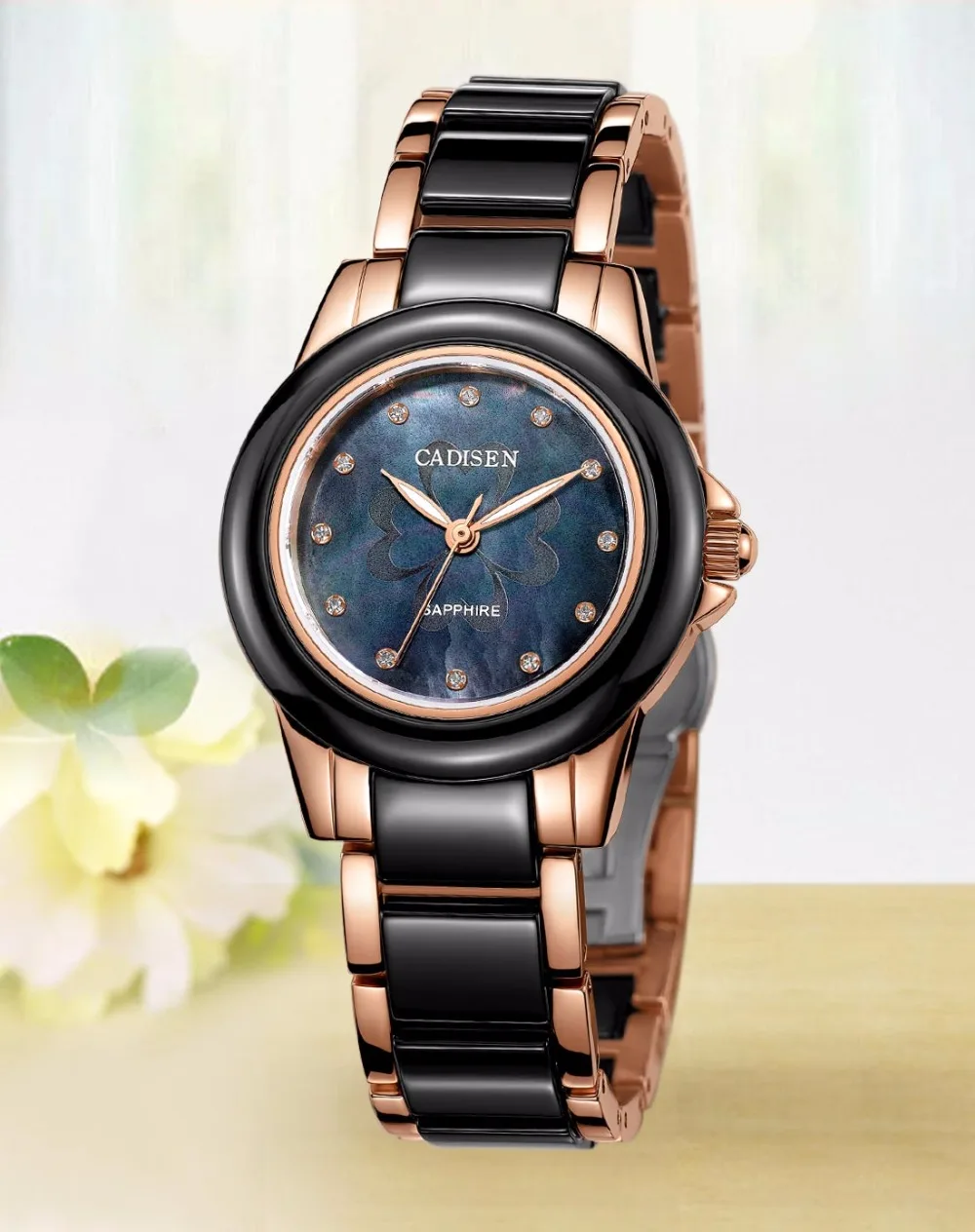 CADISEN женские часы Топ бренд роскошный подарок повседневные керамические наручные часы женские часы с мраморной отделкой сапфировое стекло Montre Femme