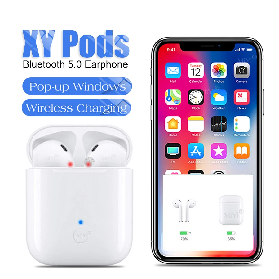 

2019 XY Pods 1:1 Air Tws Touch Contorl Wireless Earphones Charger Earbuds Bluetooth headset for Samsung S10 Plus Huawei P30 Pro