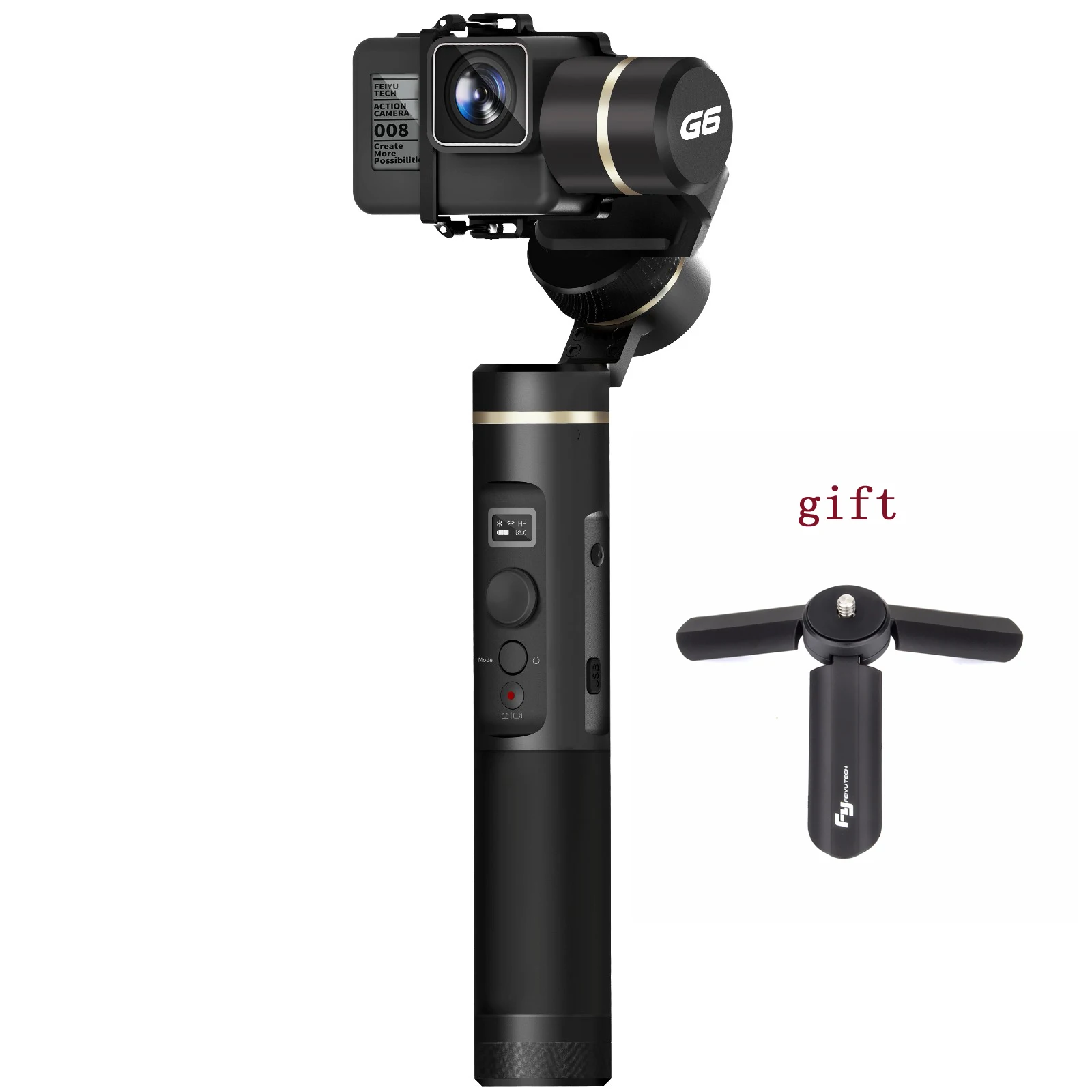 FeiyuTech G6 Gimbal Feiyu экшн-камера Wifi+ синий зуб oled-экран угол для Hero 6 5 4 RX0 с мини-штативом в подарок - Цвет: Синий