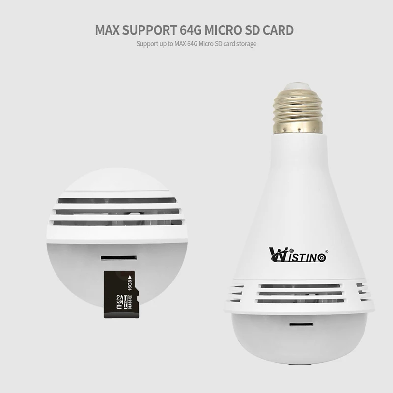 960 P Беспроводная VR панорамная камера лампа Wifi ip безопасности рыбий глаз 1.3MP CCTV