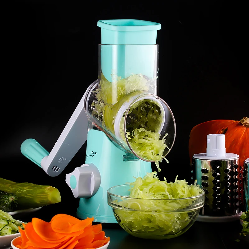 Kaufen Runde Mandoline Slicer Gemüse Cutter Manuelle Kartoffel Julienne Carrot Slicer Käse Reibe Edelstahl Klingen Küche Werkzeug