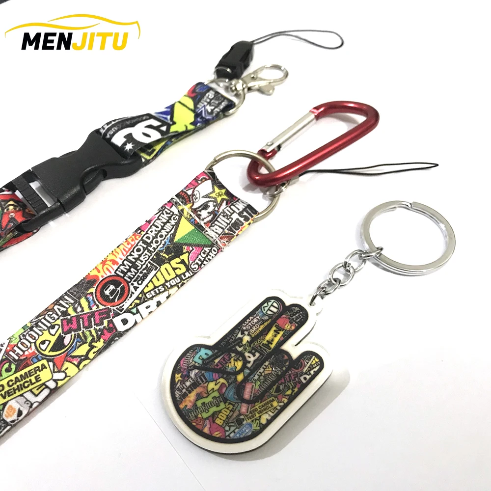 

Car Motorcycle Keychain Keyring Cartoon Funny Sticker Bomb Graffiti Racing Drift JDM Shocker Hand Driver Enthusiasts