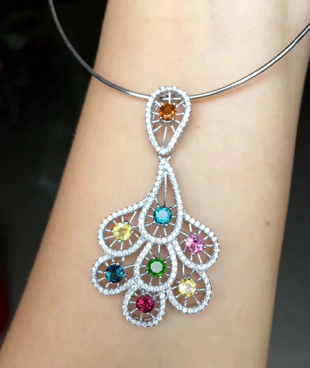 Pendentif tourmaline multicolore naturel pierre précieuse naturelle Phoenix tai collier pendentif v