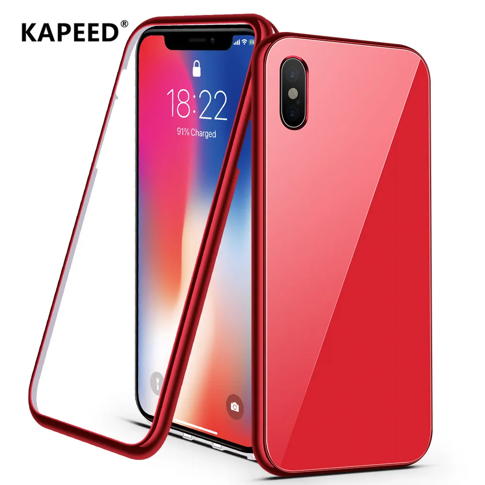 KAPEED Magnetic Phone Case For Iphone XS Max Luxurious Toughened Glass Cover XR X Fundas |