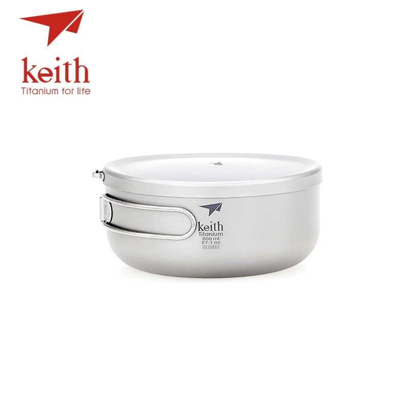 Keith Titanium plegable Bowls almuerzo con cubierta al aire libre Camping cocina tazón utensilios senderismo viajes cena cajas 800 ml 1L 1.2L